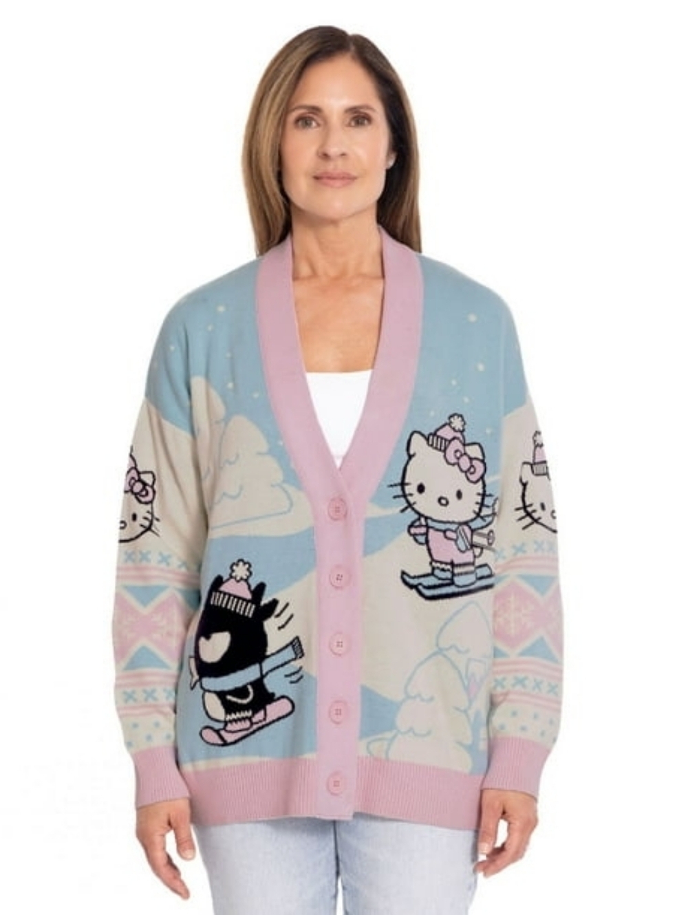 Sanrio Hello Kitty And Friends Winter Skiing Pastel Cardigan NWT